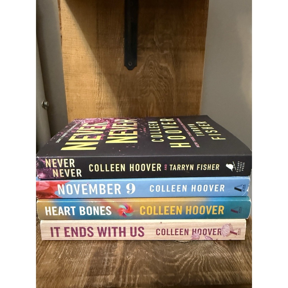 Colleen Hoover Set of 4 Books Never Never, Novem 9, Heart Bones, It Ends with Us